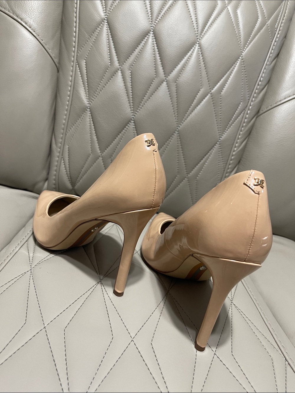 Sam Edelman Rubor Beige Patent Pointed-Toe Stiletto Pumps - Picture 10 of 10